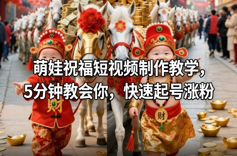 萌娃祝福短视频制作教学，5分钟教会你，快速起号涨粉-资源宝库