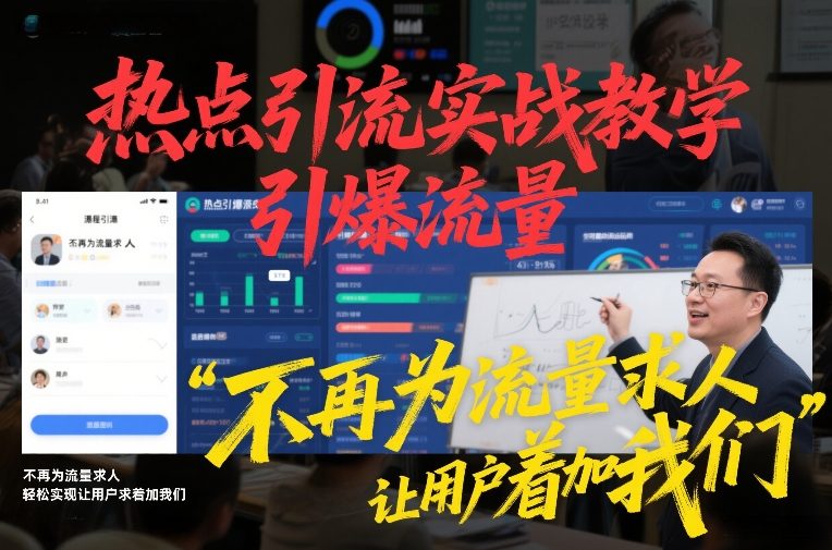 热点引流实战教学,引爆流量,不再为流量求人,轻松实现让用户求着加我们-资源宝库
