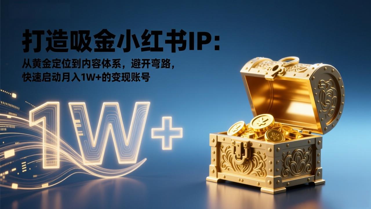 打造吸金小红书IP：从黄金定位到内容体系，避开弯路，快速启动月入1W+的变现账号-资源宝库