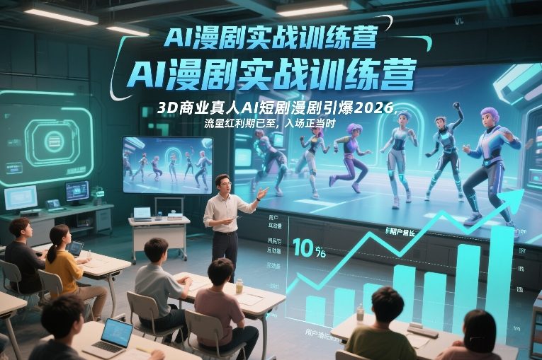 AI漫剧实战训练营，3D商业真人AI短剧漫剧引爆2026，流量红利期已至，入场正当时-资源宝库