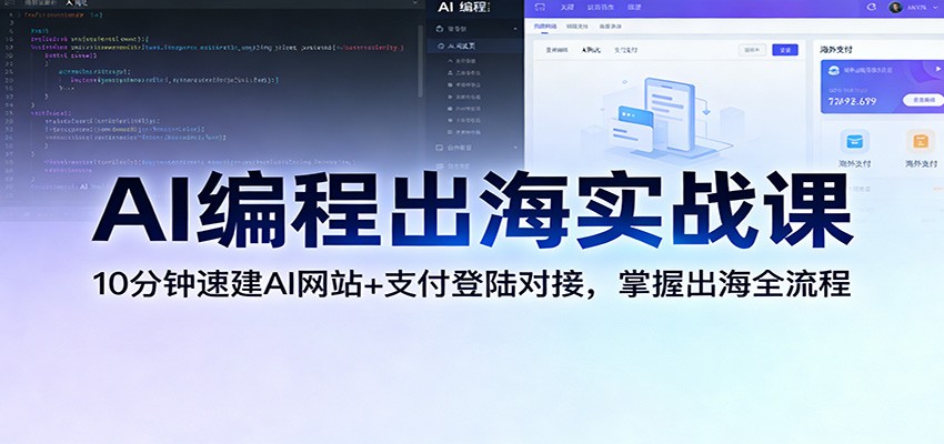 AI编程出海实战课:10分钟速建AI网站+支付登陆对接,掌握出海全流程-资源宝库