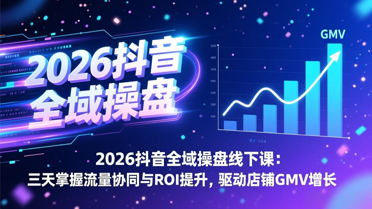 2026抖音全域操盘线下课:三天掌握流量协同与ROI提升,驱动店铺GMV增长-资源宝库