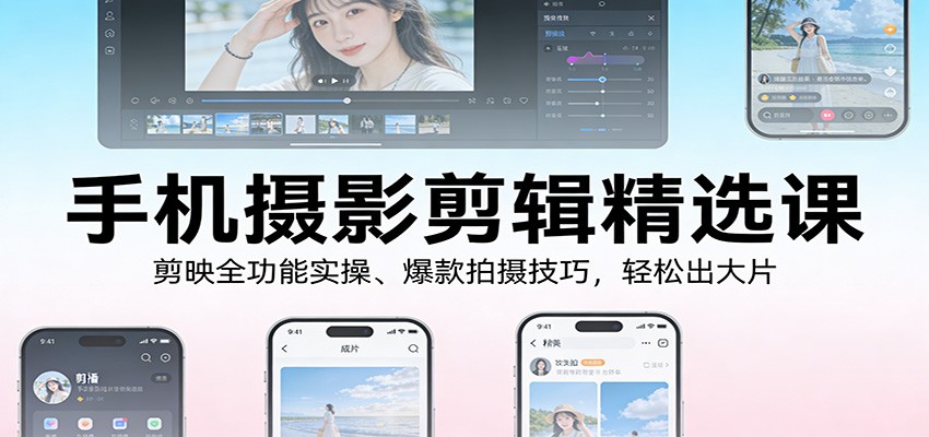 手机摄影剪辑精选课:剪映全功能实操、爆款拍摄技巧,轻松出大片-资源宝库