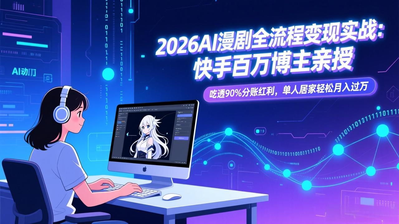 2026AI漫剧全流程变现实战：快手百万博主亲授，吃透90%分账红利，单人居家轻松月入过万-资源宝库