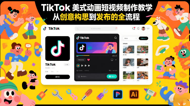 TikTok美式动画短视频制作教学,从创意构思到发布的全流程-资源宝库