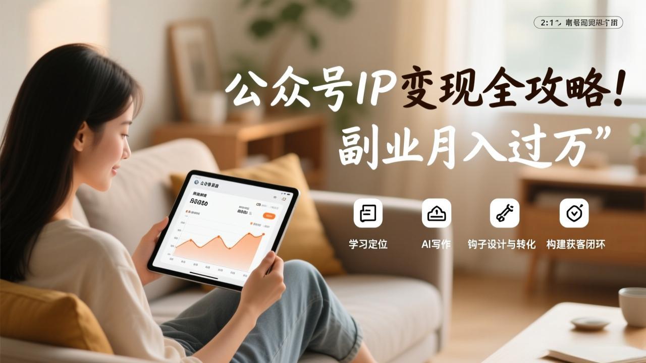 公众号IP变现全攻略,学习定位、AI写作、钩子设计与转化,构建获客闭环,副业月入过万-资源宝库