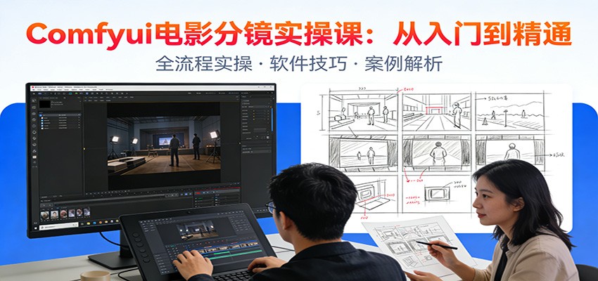 ComfyUI电影分镜实操课:分镜一致性,全流程AI视频制作,零基础也能做专业分镜-资源宝库