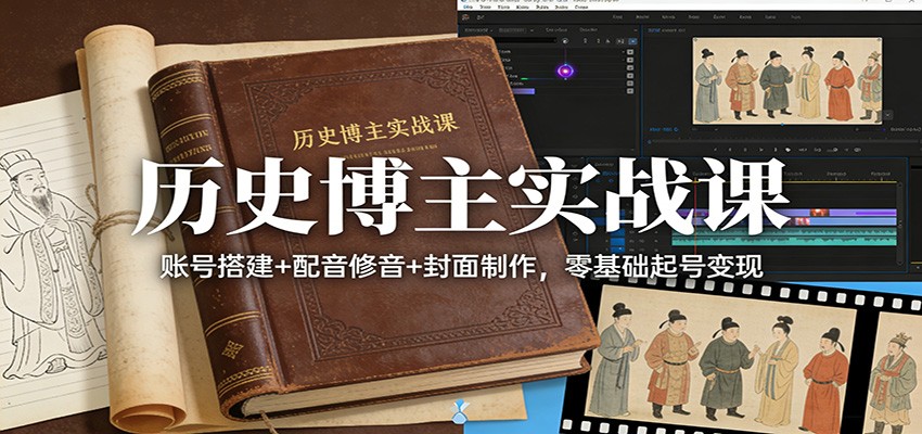 历史博主实战课：账号搭建+配音修音+封面制作，零基础起号变现-资源宝库