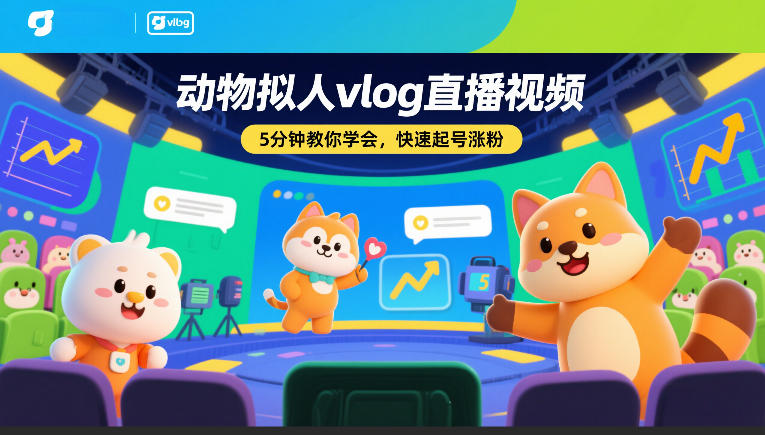 动物拟人vlog直播视频，5分钟教你学会，快速起号涨粉-资源宝库