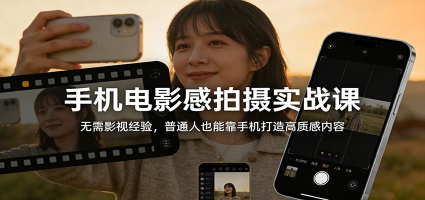手机电影感拍摄实战课：无需影视经验，普通人也能靠手机打造高质感内容-资源宝库