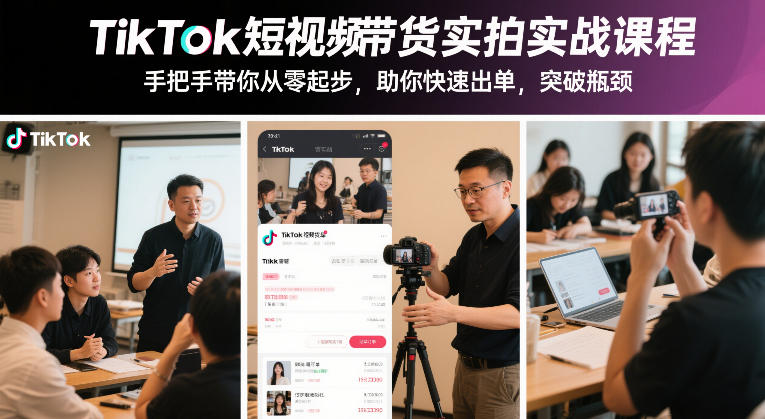 TikTok短视频带货实拍实战课程,手把手带你从零起步,助你快速出单,突破瓶颈-资源宝库
