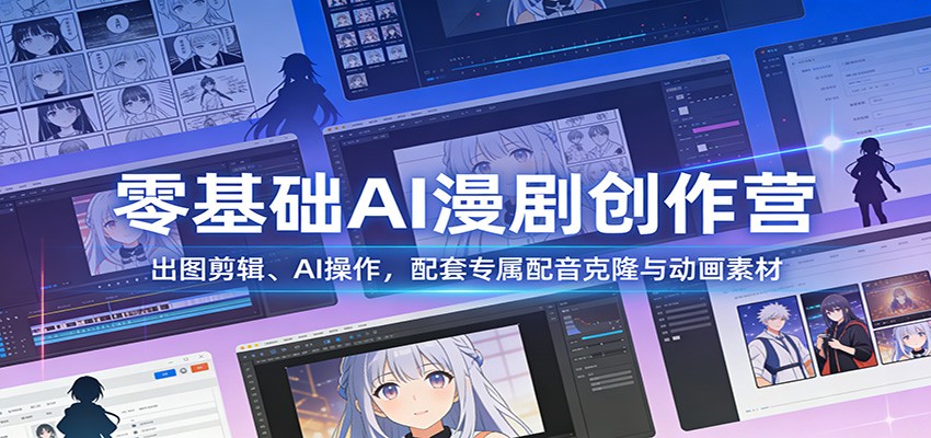 零基础AI漫剧创作营：出图剪辑、AI操作，配套专属配音克隆与动画素材-资源宝库