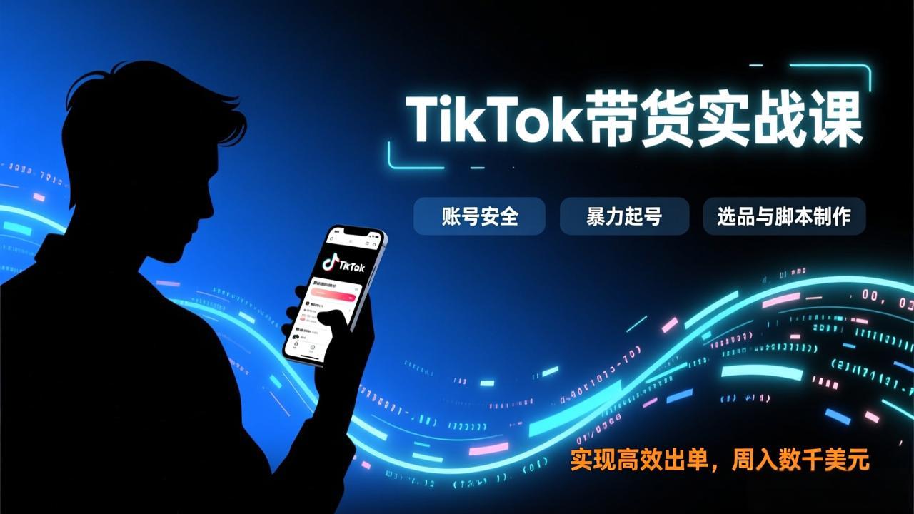 TikTok带货实战课，涵盖账号安全、暴力起号、选品与脚本制作，实现高效出单，周入数千美元-资源宝库