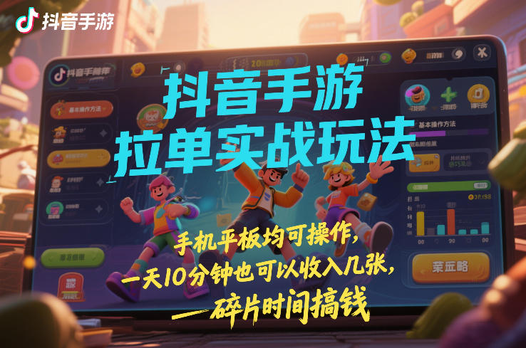 抖音手游拉单实战玩法,手机平板均可操作,一天10分钟也可以收入几张,碎片时间搞钱【揭秘】-资源宝库