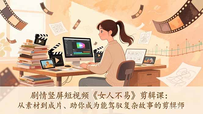 剧情竖屏短视频《女人不易》剪辑课:从素材到成片、助你成为能驾驭复杂故事的剪辑师-资源宝库