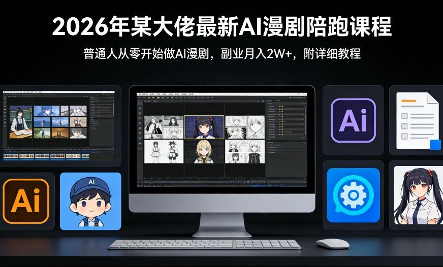 26年某大佬最新Ai漫剧陪跑课程,普通人从零开始做AI漫剧,副业月入2W+-资源宝库