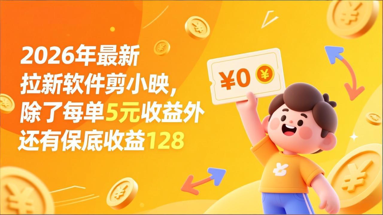 最新拉新软件剪小映，除了每单5元收益外还有保底收益128-资源宝库