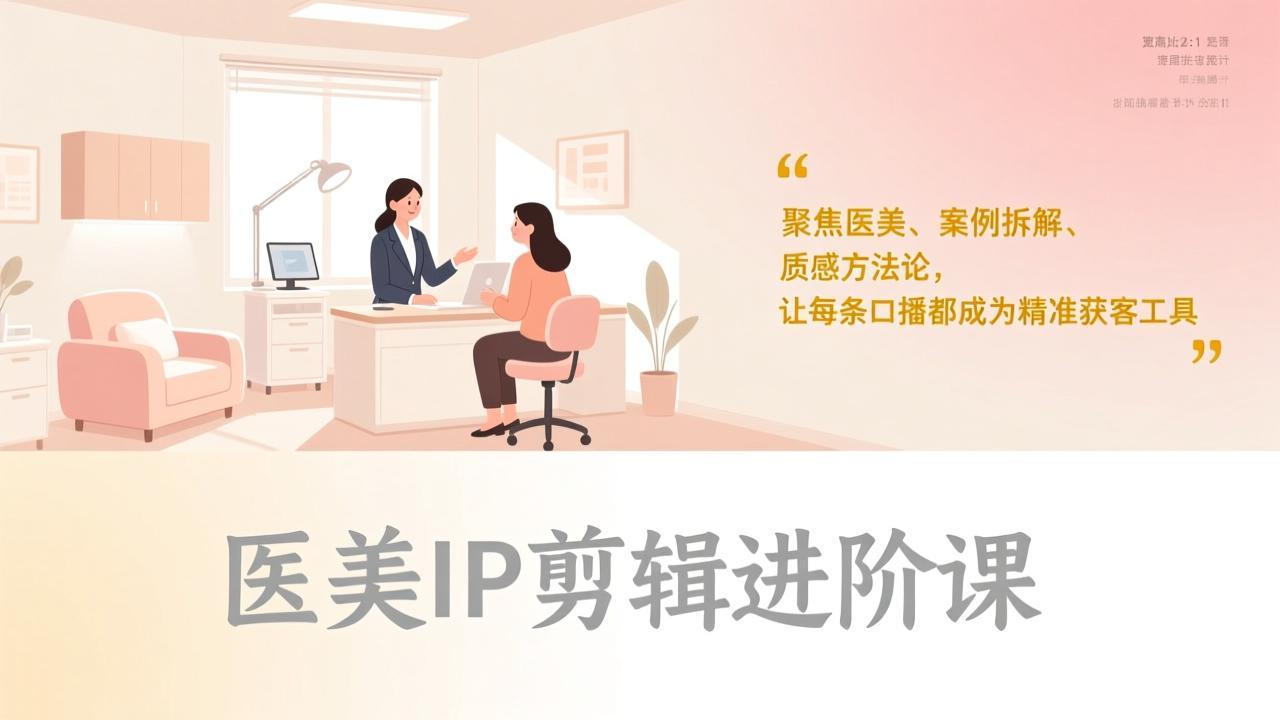医美IP剪辑进阶课,聚焦医美、案例拆解、质感方法论,让每条口播都成为精准获客工具-资源宝库