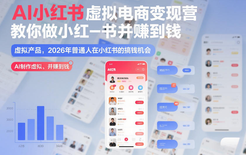 AI小红书虚拟电商变现营,教你做小红书并賺到钱,虚拟产品,2026年普通人在小红书的搞钱机会(完结)-资源宝库