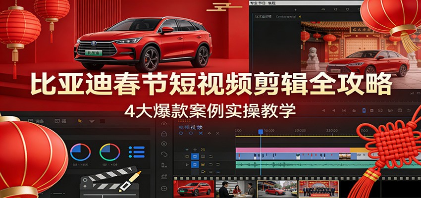 比亚迪春节短视频剪辑全攻略,4大爆款案例实操教学-资源宝库