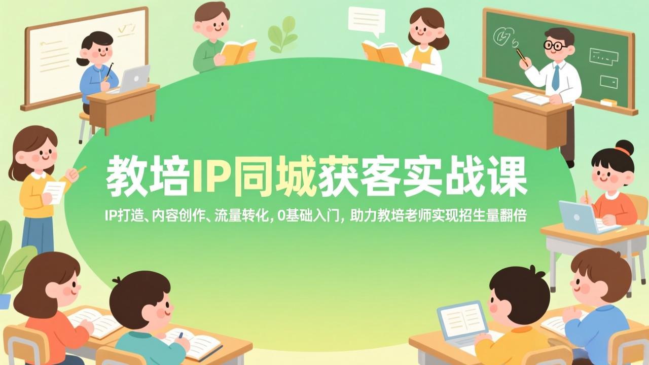 教培IP同城获客实战课，IP打造、内容创作、流量转化，0基础入门，助力教培老师实现招生量翻倍-资源宝库