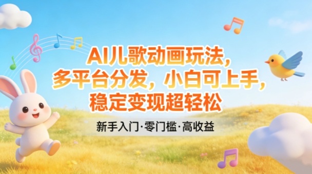 AI儿歌动画玩法,多平台分发,小白可上手,稳定变现超轻松-资源宝库