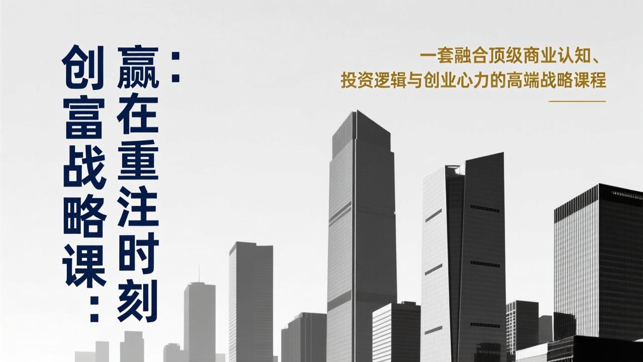 《创富战略课:赢在重注时刻》一套融合顶级商业认知、投资逻辑与创业心力的高端战略课程-资源宝库