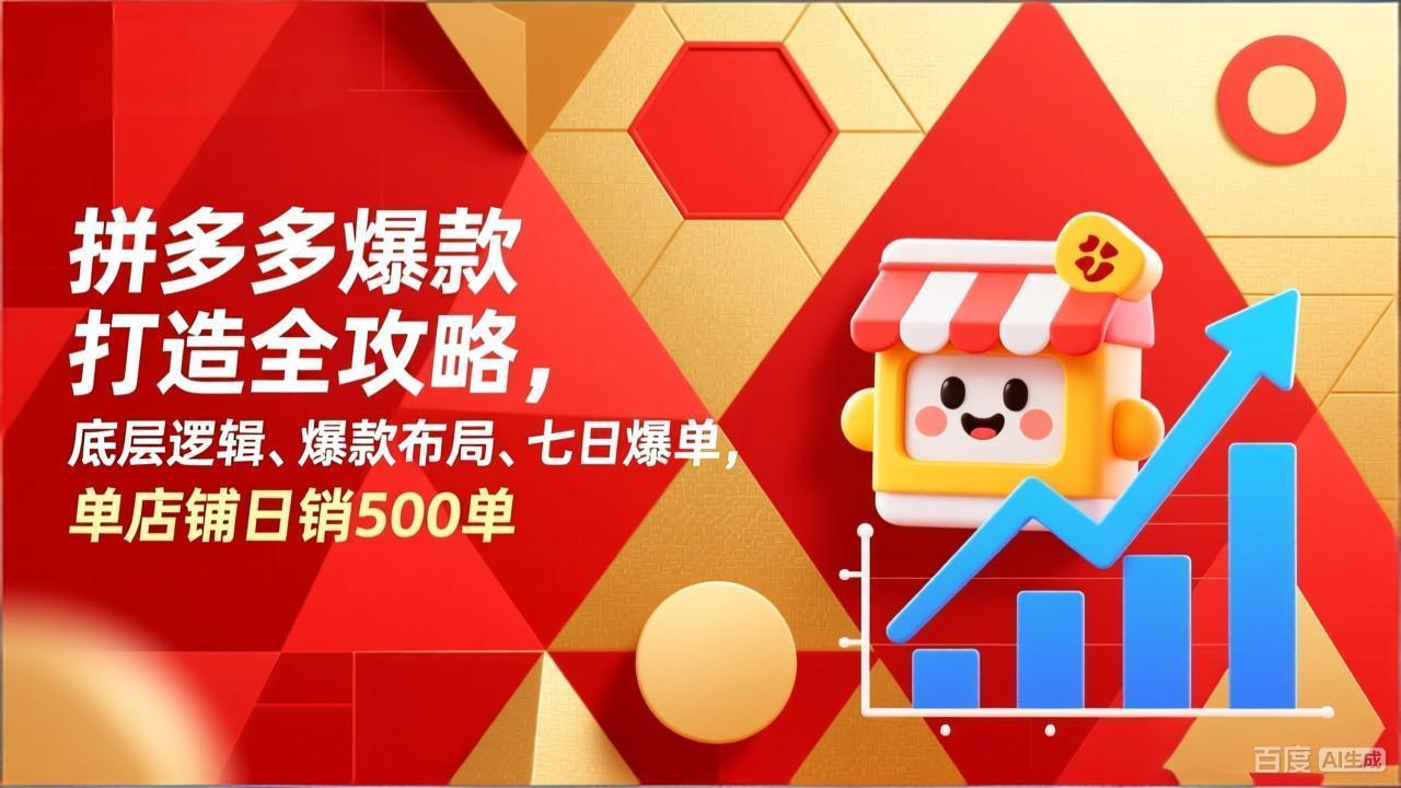 拼多多爆款打造全攻略,底层逻辑、爆款布局、七日爆单,单店铺日销500单-资源宝库