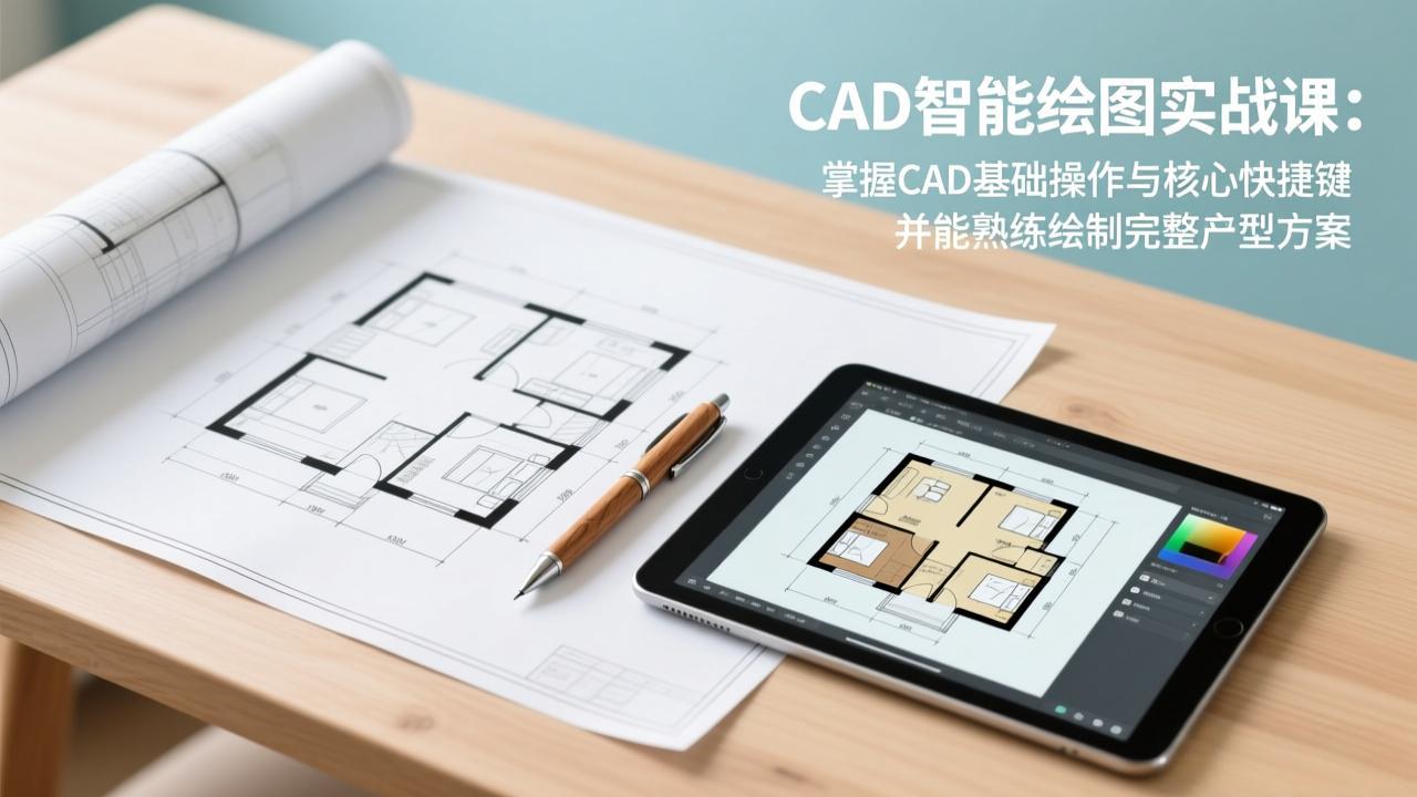 CAD智能绘图实战课:掌握CAD基础操作与核心快捷键,并能熟练绘制完整户型方案-资源宝库