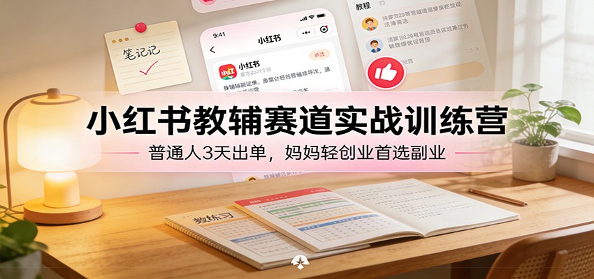 小红书教辅赛道实战训练营:普通人3天出单,妈妈轻创业首选副业-资源宝库
