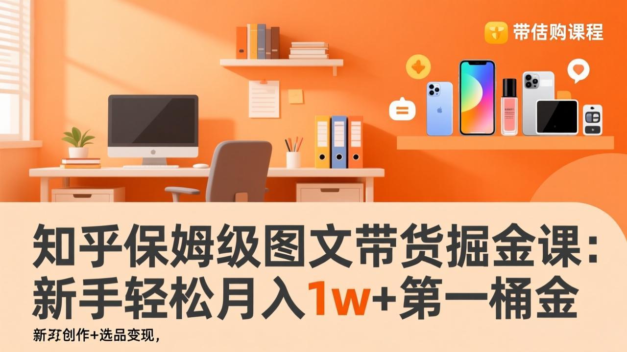 知乎保姆级图文带货掘金课:账号打造+爆文创作+选品变现,新手轻松月入1w+第一桶金-资源宝库