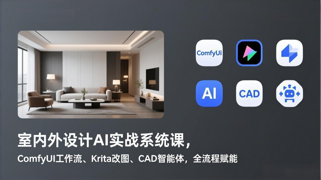 室内外设计AI实战系统课，ComfyUI工作流、Krita改图、CAD智能体，全流程赋能-资源宝库