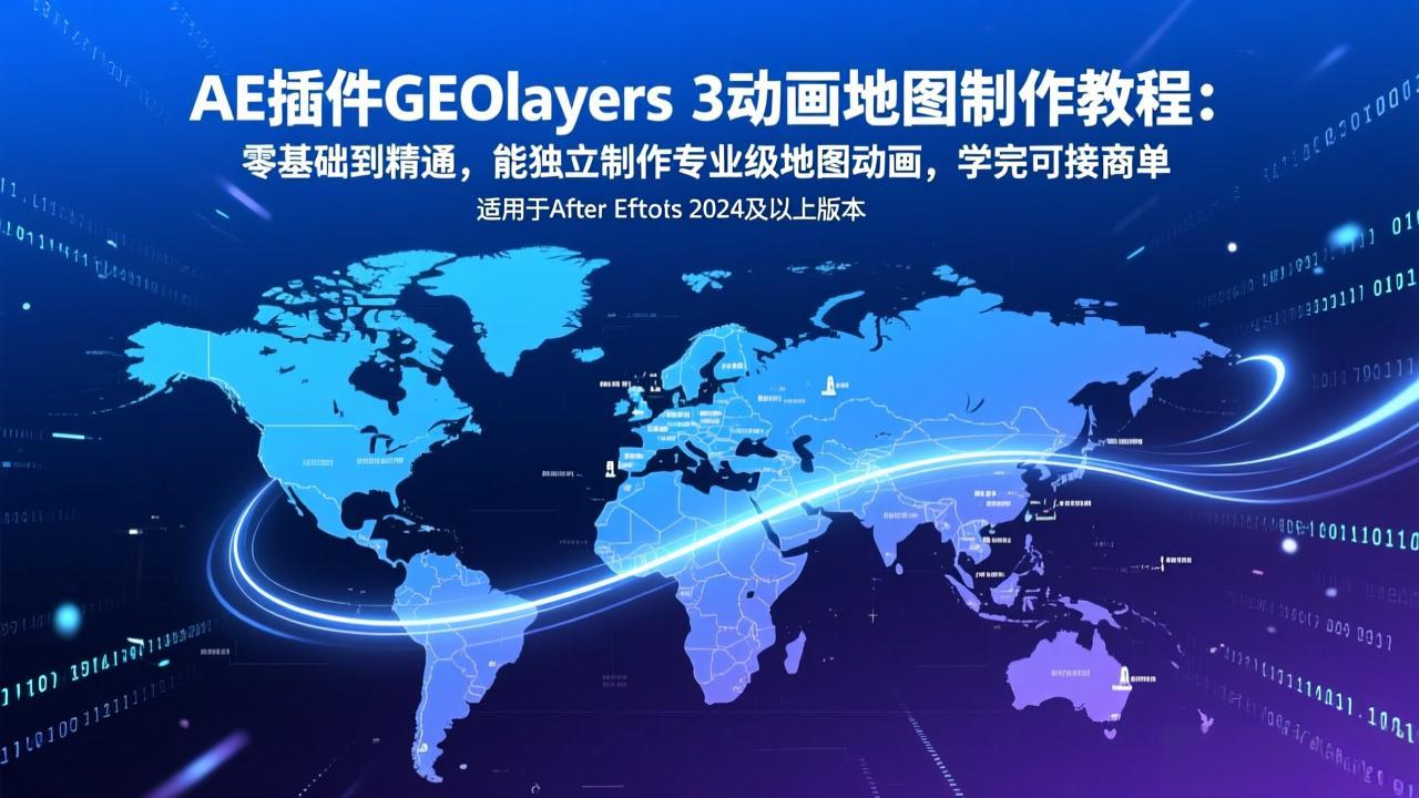 AE插件GEOlayers 3动画地图制作教程:零基础到精通,能独立制作专业级地图动画,学完可接商单-资源宝库