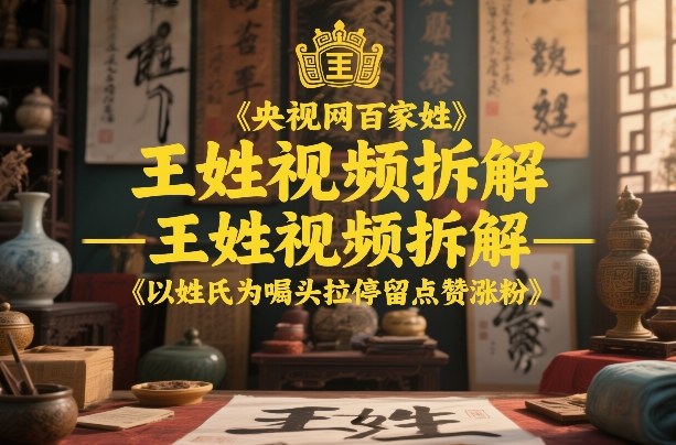 央视网百家姓–王姓视频拆解,以姓氏为噱头拉停留点赞涨粉-资源宝库