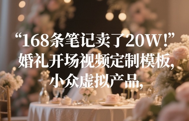 168条笔记卖了20W！婚礼开场视频定制模板，小众虚拟产品-资源宝库