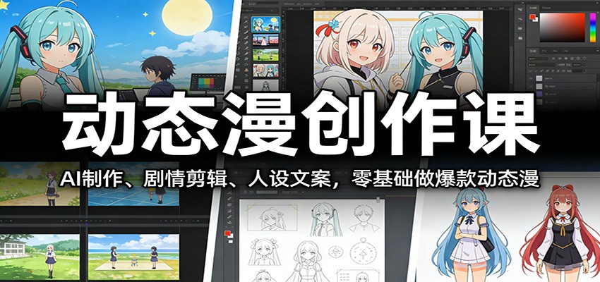 动态漫创作课:AI制作、剧情剪辑、人设文案,零基础做爆款动态漫-资源宝库