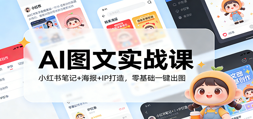 AI图文实战课：小红书笔记+海报+IP打造，零基础一键出图-资源宝库
