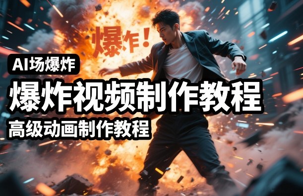 AI场景爆炸视频制作教程，利用人物实拍视频制作出高级的动画特效-资源宝库