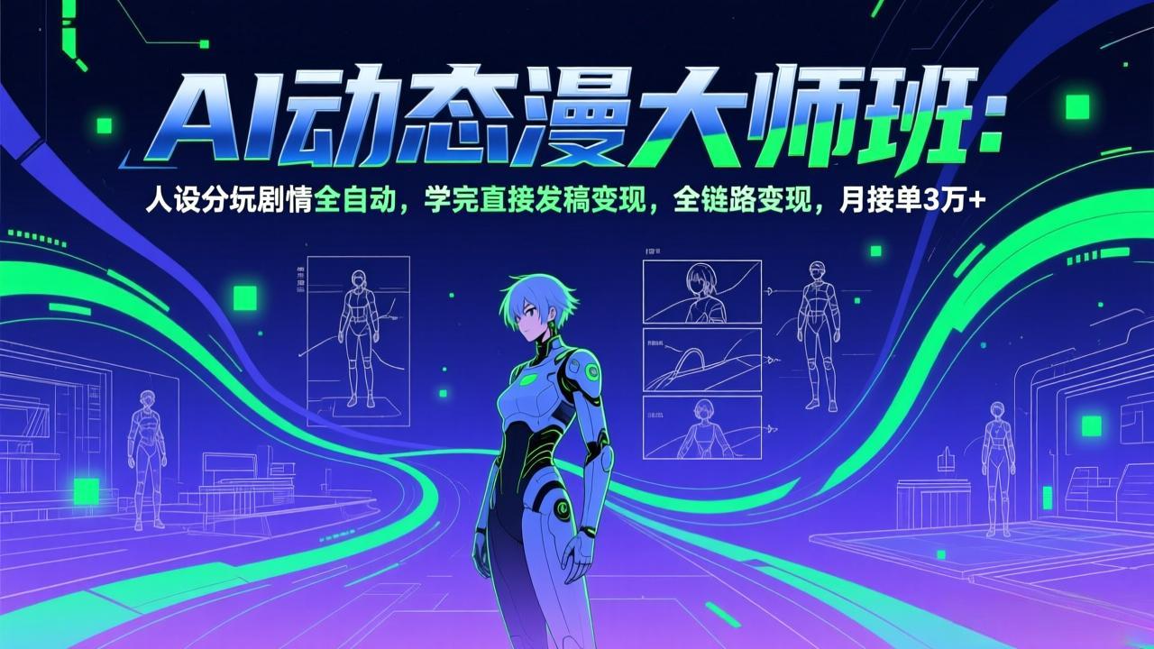 AI动态漫剧大师班:人设分镜剧情全自动,学完直接发稿变现,全链路变现,月接单3万+-资源宝库