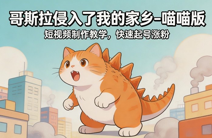 哥斯拉侵入了我的家乡–喵喵版短视频制作教学,快速起号涨粉-资源宝库