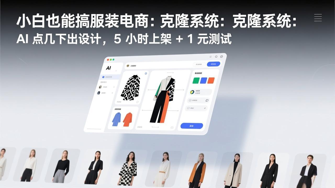 小白也能搞服装电商:克隆系统:AI 点几下出设计,5 小时上架 + 1 元测试-资源宝库