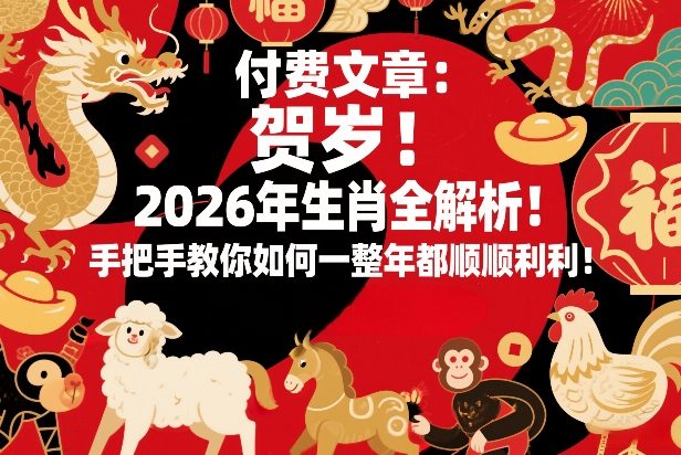 付费文章：贺岁！2026年生肖全解析！手把手教你如何一整年都顺顺利利！-资源宝库
