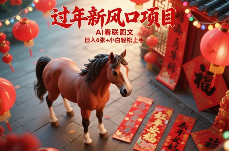 过年新风口项目，用ai春联图文，日入6张+小白轻松上手【揭秘】-资源宝库