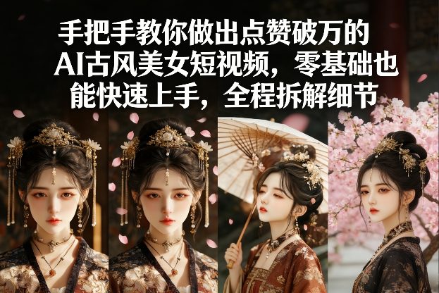 手把手教你做出点赞破万的AI古风美女短视频，零基础也能快速上手，全程拆解细节-资源宝库