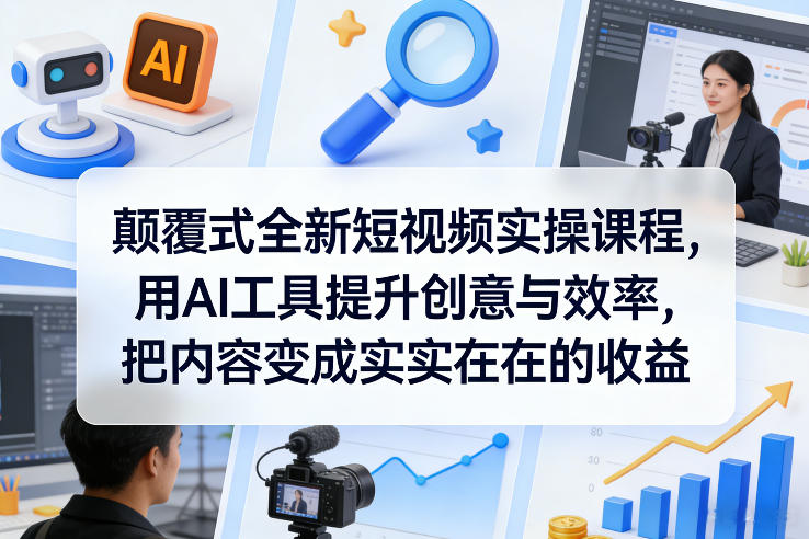 颠覆式全新短视频实操课程,用AI工具提升创意与效率,把内容变成实实在在的收益-资源宝库