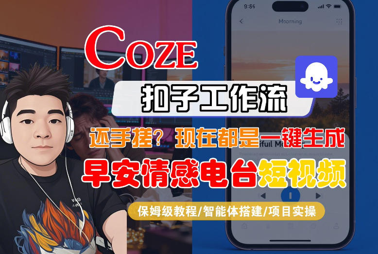 【Coze工作流搭建实操教程】【coze】早安情感电台日签视频还在手动做？用扣子工作流自动生成，省时90%-资源宝库