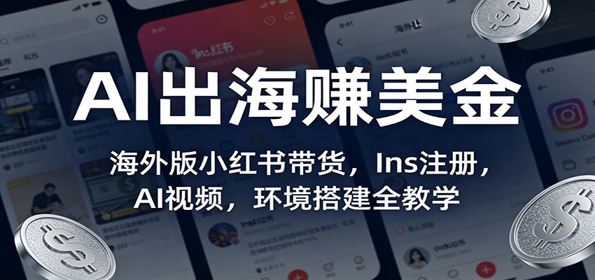 AI出海赚美金：海外版小红书带货，Ins注册，AI视频，环境搭建全教学-资源宝库