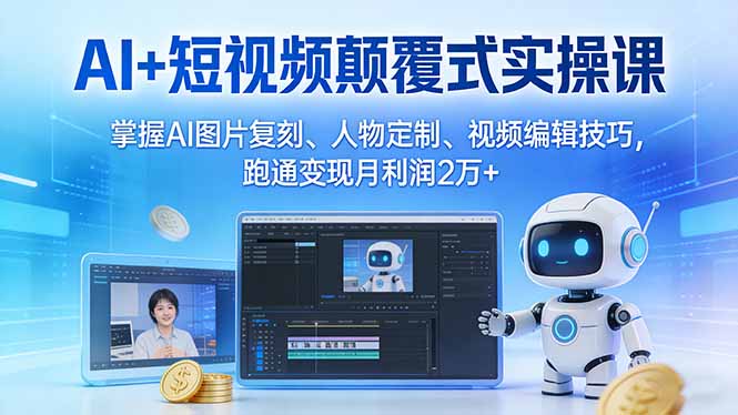 AI+短视频颠覆式实操课：掌握AI图片复刻、人物定制、视频编辑技巧，跑通变现月利润2万+-资源宝库