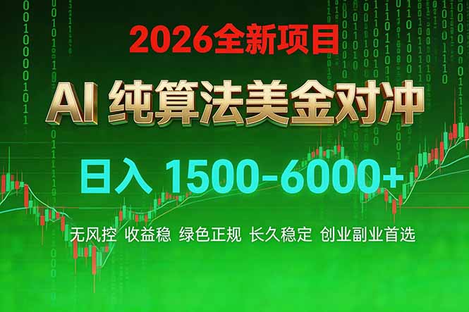 2026 全新美金对冲项目，不套平台赠金，不封号，纯算法对冲，日入 1500-6000+-资源宝库