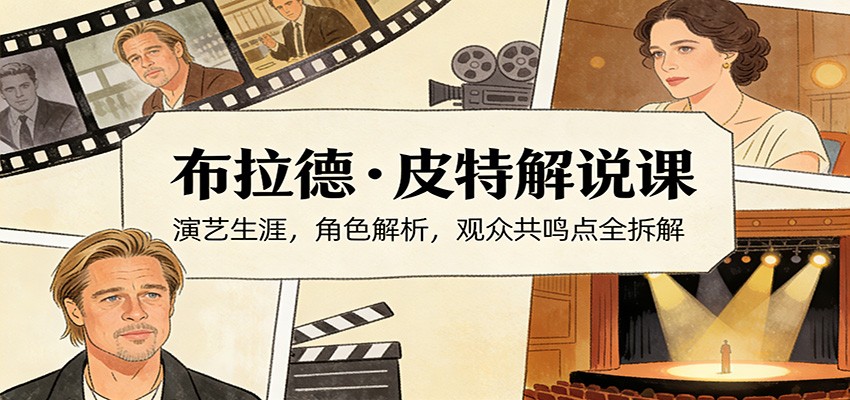 演员说-布拉德.皮特解说课：演艺生涯，角色解析，观众共鸣点全拆解-资源宝库